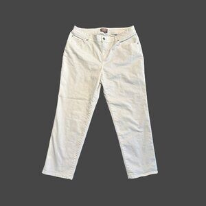 Chico's White Ankle Pants Jeans Size 2 34x27 Cotton Blend Stretch 5-Pocket